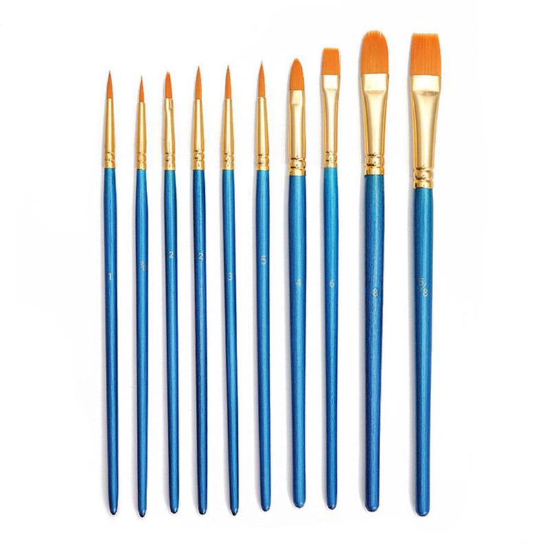 10Pcs Art Paint Brush Artist Brushes Set Fine Pointed Color G3P8